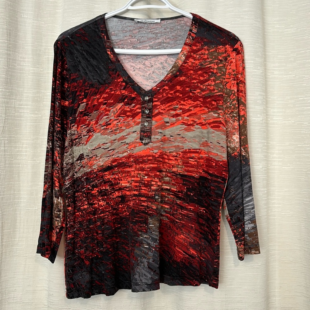 STEILMANN LADIES CORAL, brown,grey,black,Burgundy top size M